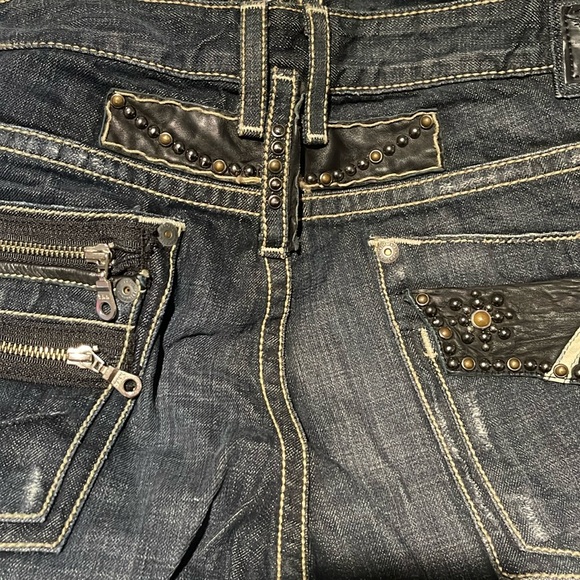 Mens Robins Jeans Racer Zipper Leather Flap Pocket Wings size 42 - Picture 4 of 12